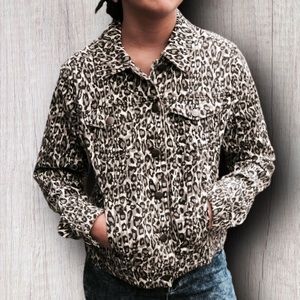 Cheetah Leopard Animal Print Jean Denim Jacket